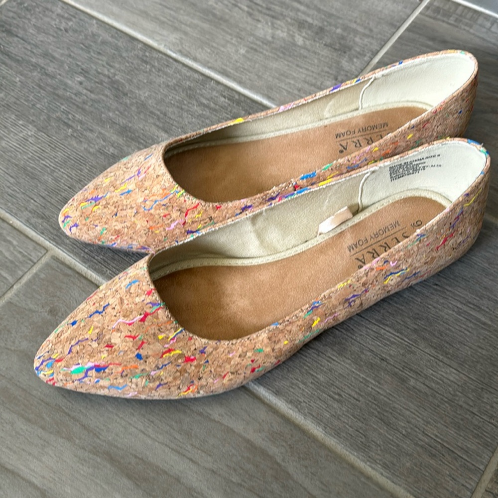 Serra Cork Flats with Rainbow Accents - women’s size 9